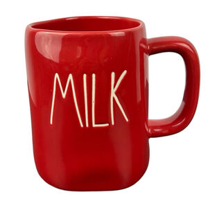 Rae Dunn MILK Mug Red Coffee Farmhouse Holiday Gift Magenta Artisan Collection